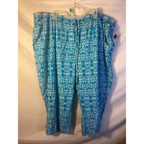 NWT East 5th Cropped Capri Pants Beautiful Teal Color elastic Womens Plus 4X - Picture 1 of 3